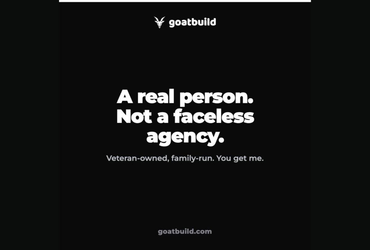 goatbuild's tweet photo. I'm Kyle — Air Force vet, 13 yrs in the paper mill. Now I build websites for trades &amp; local businesses.

I build it first, free. You only pay if you love it — $19/mo, domain included. No contracts.

https://t.co/ZtY3gF7emr https://t.co/cLgvYVgAhb