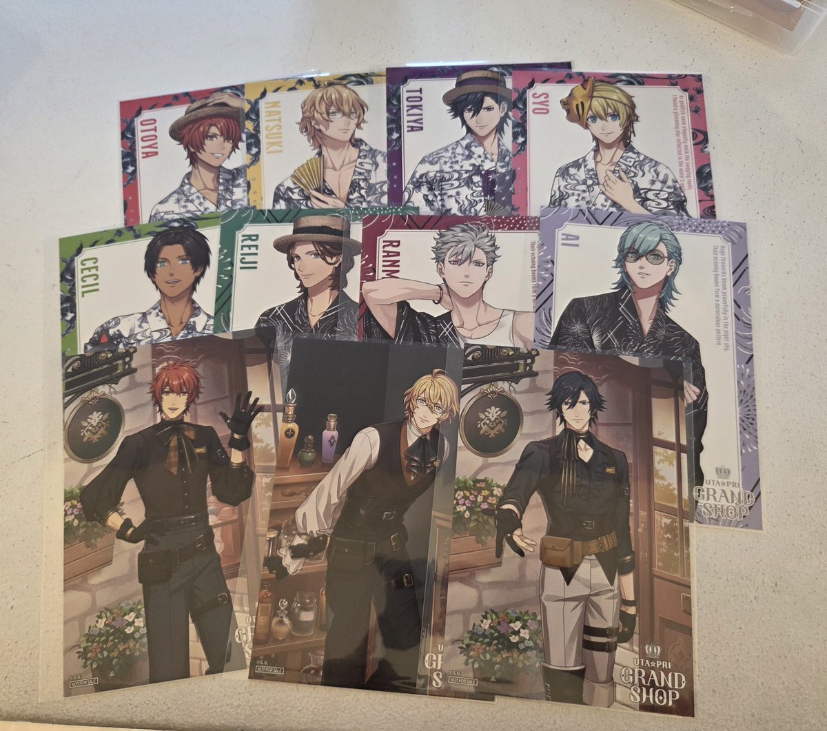 chappy_ks's tweet photo. 【交換】うたプリ グラショ 購入特典

譲→
浴衣: 音也、那月、トキヤ、翔、セシル、嶺二、蘭丸、藍
MC: 音也、那月、トキヤ

求→同種 カミュ

本日17時頃まで名古屋パルコ手渡し可、その後は郵送のみ

お気軽にお声掛けください！ https://t.co/6iLNu09UFB