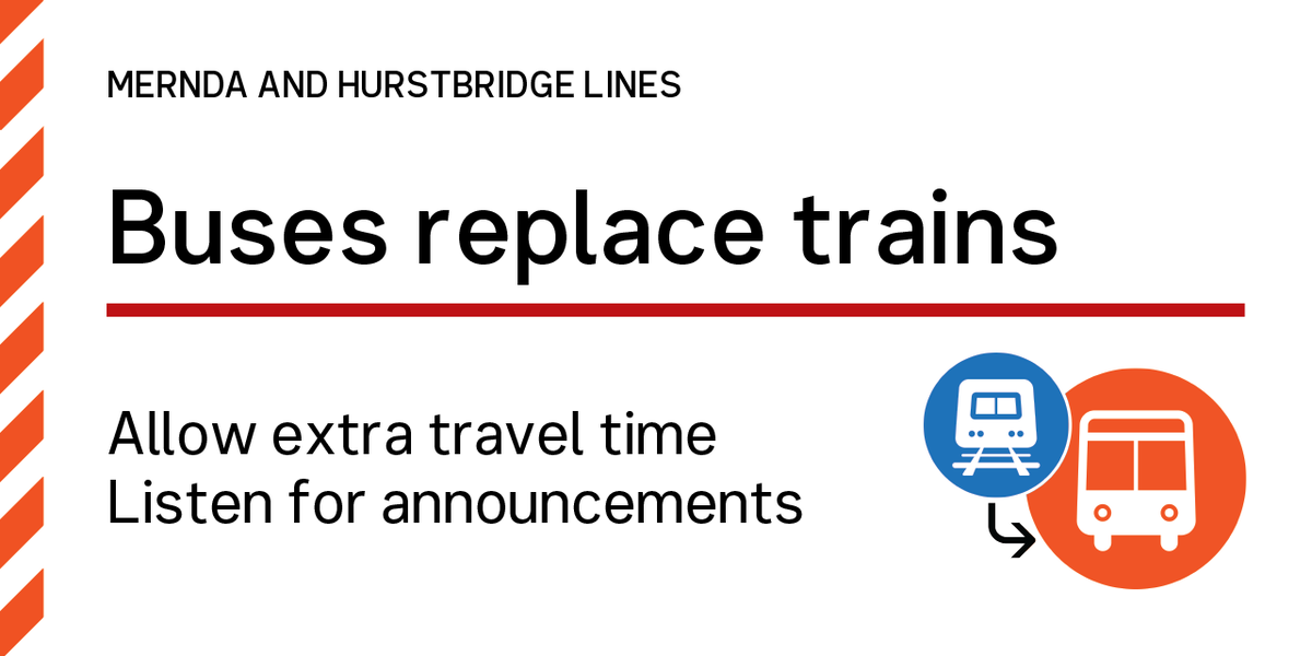 metrotrains's tweet photo. @VictoriaPolice ⛔ Hurstbridge/Mernda lines: Buses replace trains Parliament - Clifton Hill due to a @VictoriaPolice request in the West Richmond area.

Buses have been ordered but may take over 15min to arrive
Allow extra travel time

Check info displays and listen for announcements. https://t.co/QH9FYjDpIw
