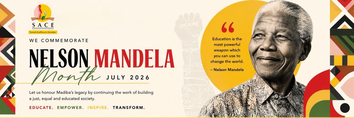 SACE9's tweet photo. Happy Nelson Mandela Day 2026!

SACE wishes to commemorate and celebrate the 2026 Nelson Mandela Day!

The legacy of Madiba continues.

#NelsonMandela
#SACE https://t.co/FFcC1TMHwN