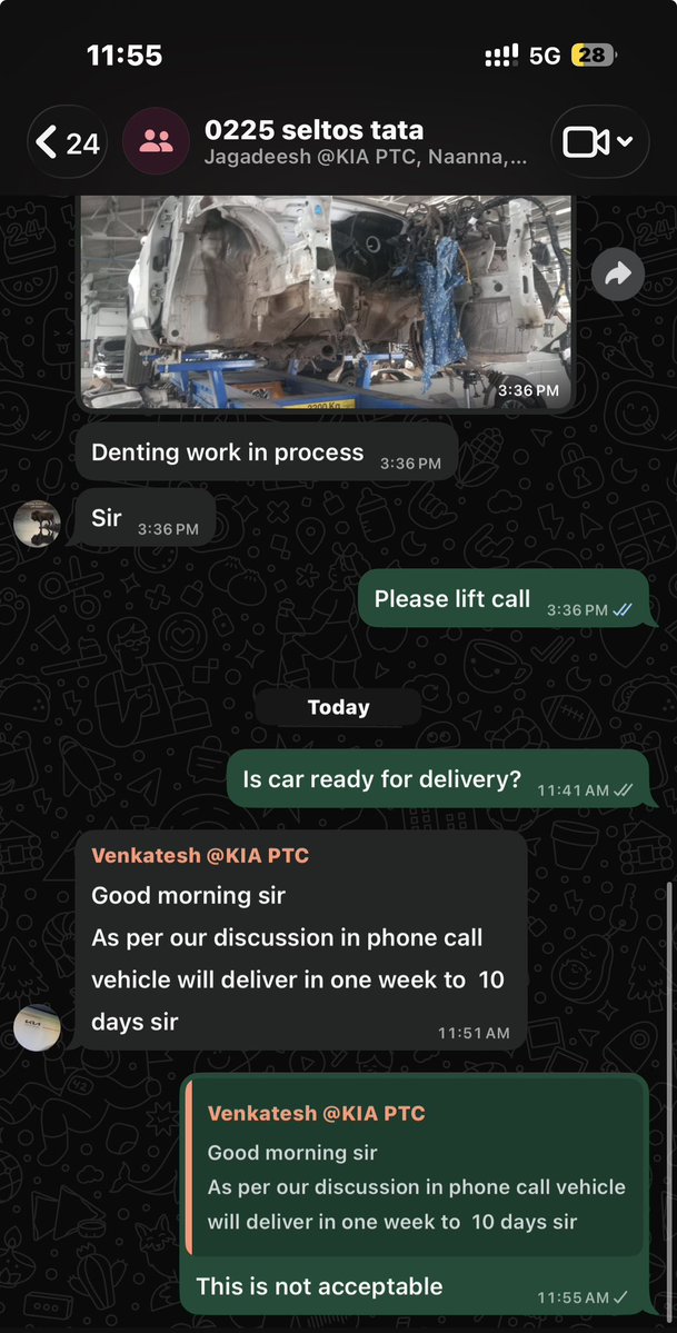 anillllkumar's tweet photo. Delaying for another 10days is frustrating 
Many are seeing the decline in the @KiaInd service quality https://t.co/NRRYspm3Pr
