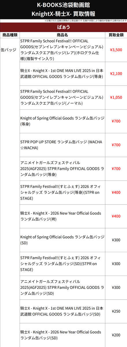 買取情報】 ⚔️ 騎士X - Knight X - ⚔️ ❤️ ばぁう さん❤️ 缶