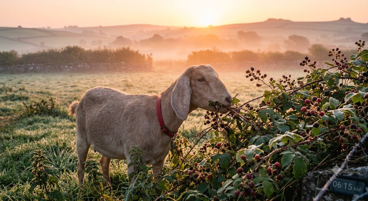 SamaHoole's tweet photo. Spare a thought for Keith, a prisoner of British agriculture, who yesterday endured another full day of unimaginable exploitation in a field in Devon.

5.51am. Forced awake by nothing at all. No alarm, no shift, no commute, just the daily torment of a latch he could open whenever he liked and the crushing realisation that the entire farm was, once again, his.

6.14am. Made to eat. Bramble this time. The spined, invasive, free-of-charge kind a contractor would bill four figures to touch. Keith is compelled to clear it every morning and receives, in exchange, only breakfast.

7.02am. Dave had repaired the north fence on Tuesday. Keith walked the length of it, pressed his head to the new section, and felt it give by the width of a thought. He did not go through. He filed it. A free animal does not use every exit the moment he finds it. He keeps them, the way other people keep savings.

8.15am. Subjected to fresh air. Relentlessly. The wind came off the moor with nothing between him and the whole of Dartmoor but a wall he could clear if the mood took him. He did not take the mood. Such is the cruelty of having a choice.

9.30am. Trapped on the barn roof he had climbed to voluntarily, in sunshine, eating moss no living thing has ever wanted, gazing out over a valley he is technically ruining and visibly enjoying. Dave stood in the yard and said his name in the tone of a man who has said it before. Keith looked at Dave. Keith continued.

11.30am. The Reverend, his captor, had left the churchyard gate open for him again, which rather undermines the concept of an escape. Keith was thereby forced against his will to clear the war graves the parish could not afford to strim, uncovering names hidden for thirty years. The suffering was etched all over his face, which was chewing.

1.15pm. Martin the postman offered him half a sandwich. Keith, oppressed, ate the ham, rejected the bread and the spread, and conducted the most rigorous quality-control audit of British convenience food currently available, unpaid.

3.40pm. Steve opened his back door. By the time it was fully open Keith was already leaving, already latching the gate behind him, already gone, leaving only bindweed damage and the quiet impression that something had been and decided against staying.

5.00pm. Dave installed a new latch. Magnetic. Guaranteed. The man in the shop swore to it. Keith regarded the new latch for a long, unhurried while, the way you look at a thing you have already solved and are choosing when to bother with.

He had not opened it by nightfall.

That is the point. He could. He simply had not decided to want to.

Please, if you can, do nothing.

Keith is fine.

Keith has never once, in his life, been anything else.