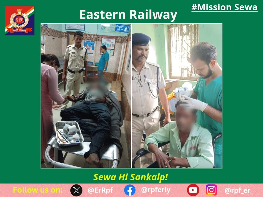 ErRpf's tweet photo. On 17.07.2026, RPF Officials rescued 02 injured persons from Halisahar and Sonarpur Railway Stations, rendered medical assistance and shifted them to nearest Govt. Hospital for treatment.
#MissionSewa
@RPF_INDIA 
@RailMinIndia https://t.co/1E60KPXDDR
