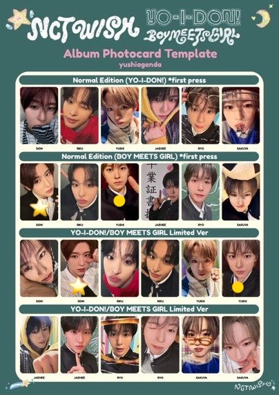jwnyan9's tweet photo. nct wish YO-I-DON BOY MEETS GIRL ウィシトレカ交換

譲　画像
求　⭐️▶️🟡　シオン ユウシ

まとめての交換優先
本垢提示🉑。郵送での取引希望です>_< https://t.co/4bAwS4GzdY