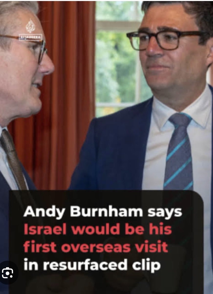 JohnStealer's tweet photo. Israeli asset Andy Burnham will be Britains PM on Monday

He said the genocidal state of Israel would be the 1st  country he would visit if he became leader

Not Scotland, Wales, Ireland Not an African or Asian state

The most important country to visit is genocidal Israel

Why? https://t.co/iIRiFDSchV