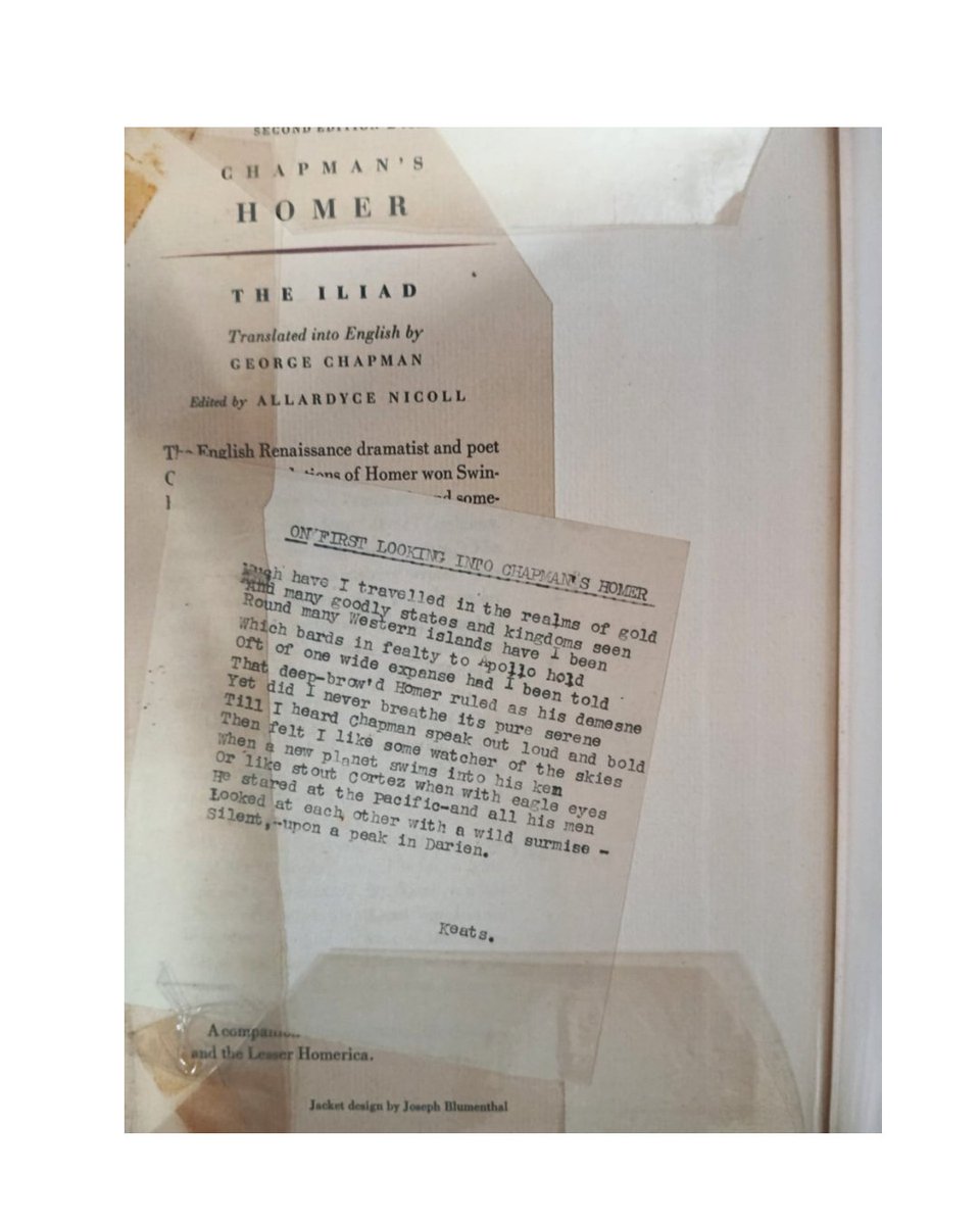 Siddharth2902's tweet photo. It was George Chapman’s vibrant, energetic Elizabethan translation of Homer that  famously kept John Keats awake all night in October 1816, inspiring him  to immediately pen his immortal sonnet, "On First Looking into Chapman's  Homer"

#odyssey #homer #keats https://t.co/X31vIM1vdK