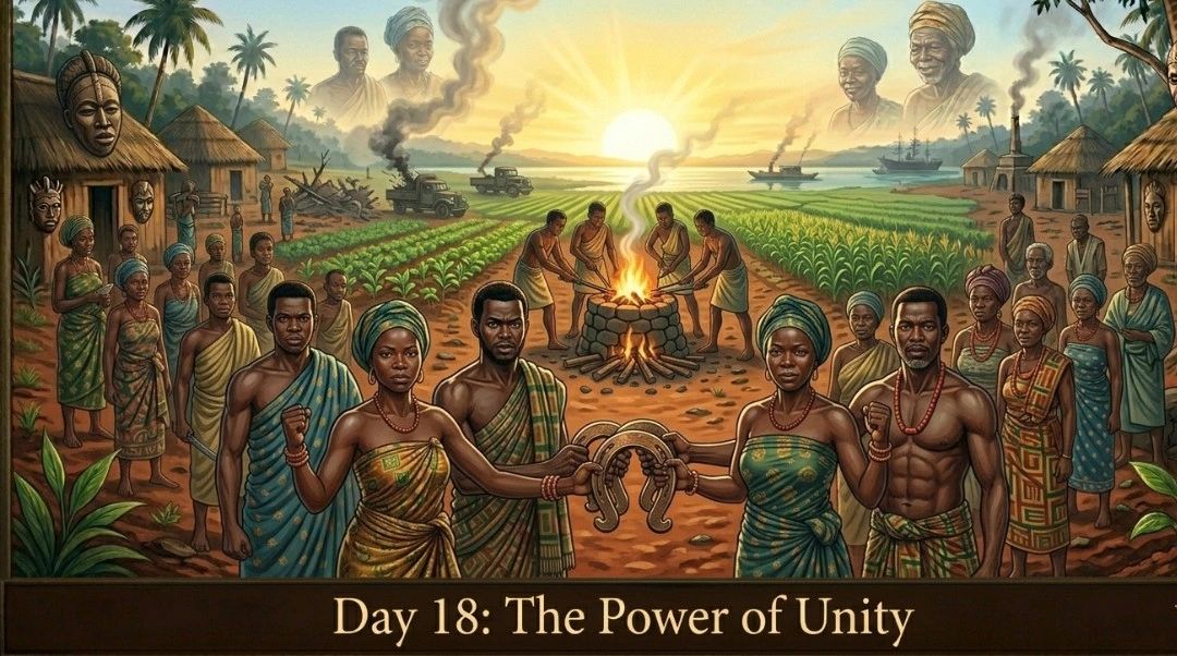 _FreedomForce's tweet photo. #OkpoghoSeries DAY 18: THE POWER OF UNITY 

A single hammer may strike the anvil, but many hammers working together shape the iron faster and stronger.

The strangers understood this truth well. They divided the people of the Okpogho-manilla belt so they could rule them easily. They created warrant chiefs where none existed. They set brother against brother and village against village. While we quarrelled among ourselves, they carried away the Okpogho and melted it in peace.

Unity is the greatest weapon we have lost and must now retrieve.

When the women rose in 1929, they did not rise as Igbo alone or Ibibio alone. They rose as women of the land, bound by one pain and one purpose. Their storm shook the strangers because it was united. One voice. One direction. One refusal to accept the noose.

Today the same principle remains true. A divided manilla belt will continue to beg for capital. A united manilla belt will demand and receive it. When the descendants of those who surrendered their Okpogho stand together across Igbo, Ibibio, Efik, Ijaw and all the peoples who once held the iron, the demand for restoration becomes impossible to ignore.

Unity does not mean we must all think alike. It means we agree on the essential things. We agree that the theft of 1949 was wrong. We agree that the debt remains unpaid. We agree that the young deserve to touch capital as freely as they touch the air. On these truths we must stand as one.

Divided, we are easy to dismiss. 
United, we become the cosmic balance itself demanding settlement.

The Green Mandate cannot be carried by one man or one village. It must be carried by the entire belt. When we speak with one voice, when we build community trusts together, when we demand reparations as one people, the tilted scales will begin to move.

On this eighteenth day we declare that unity is not optional. It is the hammer that multiplies our strength. The ancestors forged iron separately but traded it together. We must now forge purpose together.

Tomorrow on Day 19 we will speak of the role of the diaspora. How those scattered across the world can become a powerful arm of the Green Mandate.

Until then let this proverb sink deep into the heart. One hand cannot tie a bundle. Many hands together make the bundle strong and unbreakable.

Lord Freedom Force
(Okpogho 1 of Okpogho)
SACRED ORDER OF THE GREEN MANDATE