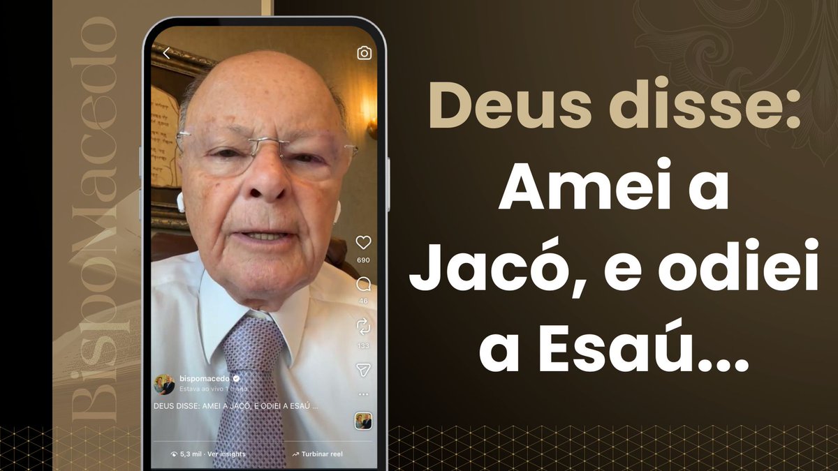 BispoMacedo's tweet photo. DEUS DISSE: AMEI A JACÓ, E ODIEI A ESAÚ…

Assista e medite: https://t.co/3ARbQHbEhb

"E ninguém seja fornicador, ou profano, como Esaú, que por uma refeição vendeu o seu direito de Primogenitura..." Hebreus 12:16-17 https://t.co/oZApF4duXO