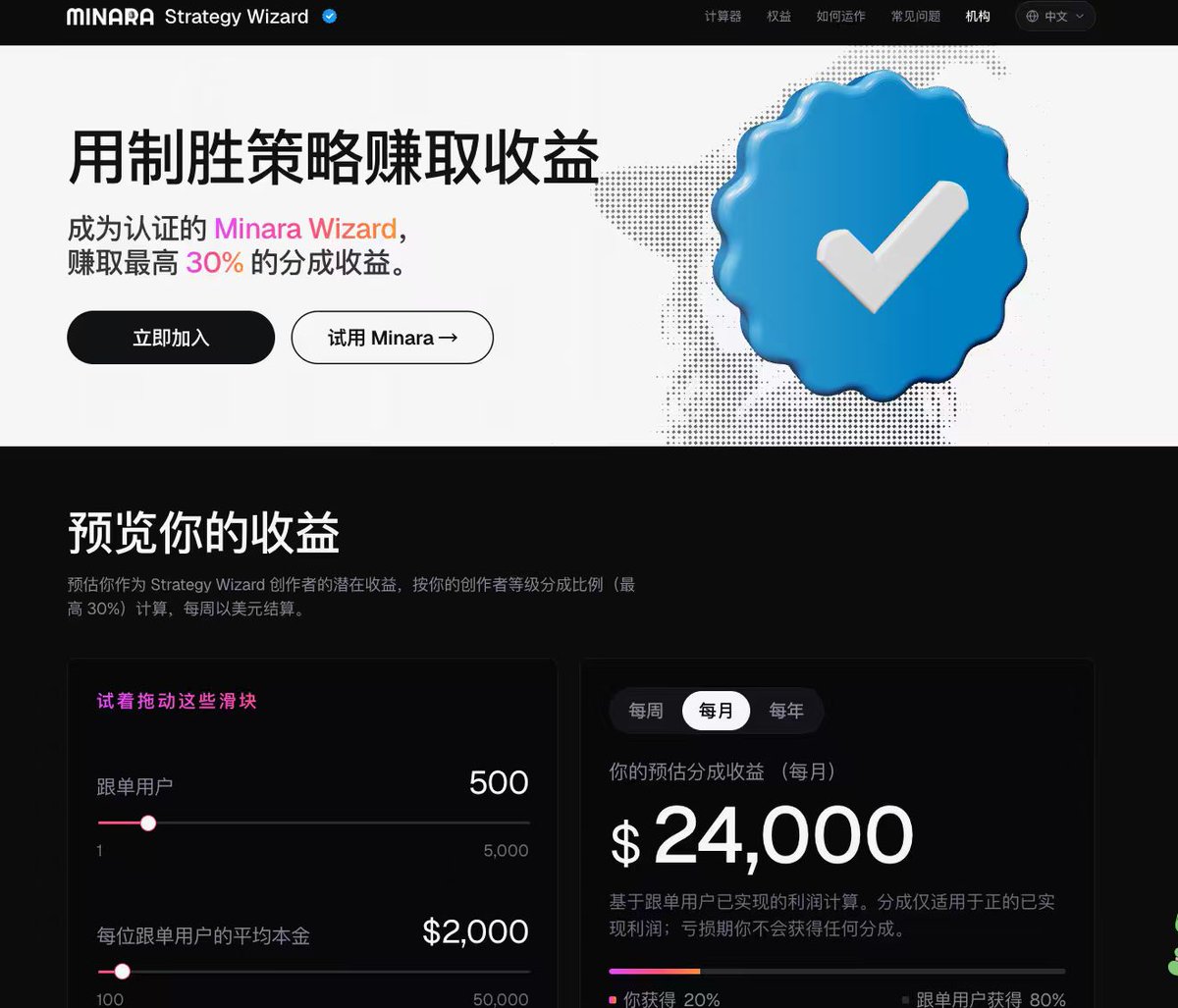 EvaCmore's tweet photo. 交易是逃不过的

项目可以不懂，热点可以错过，但交易迟早要学。
Minara 策略跟单已经上线。

不会交易的人跟着学，会交易的人做认证 Minara Wizard，最高可获得 30% 的策略分成收益。
@minara  @MinaraCN 

最后欢迎大家用我的链接进去🔗https://t.co/Z78DoBYPdC https://t.co/gE4zyIKUrF
