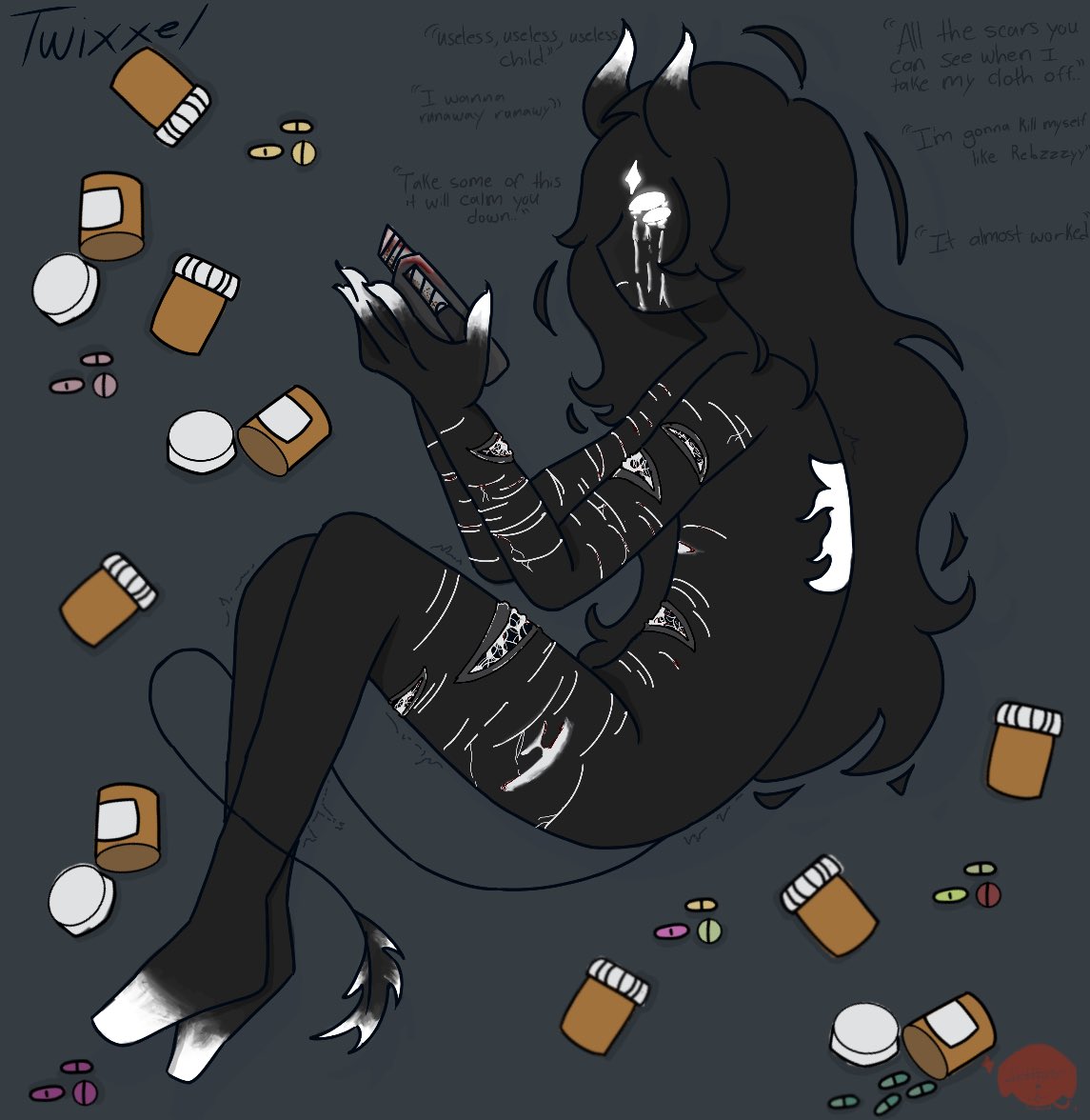 Kittykatba's tweet photo. TW: self harm/sh
…
@Kahoru_22 Fanart of your ao3 fanfic
(Also this is a random Twixel I made so if you want him you can have him!)
#twixxel #mcyt #minecrafthorror #minecrafthorrormod https://t.co/MsrO5bjzI5