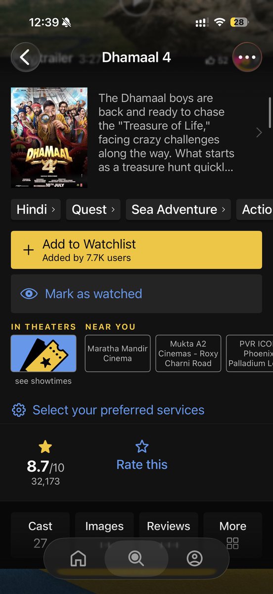 shahsagar's tweet photo. Someone please explain how Dhamaal 4 gets an 8.7 rating and Welcome to the Jungle gets 4.7 rating. https://t.co/1fedJ3lfdj