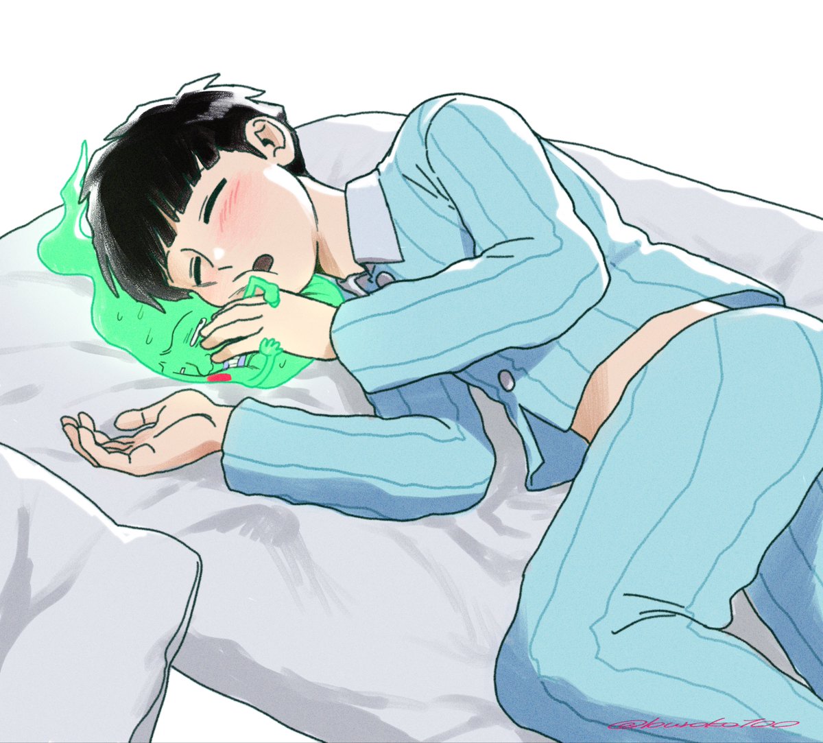 buroko100's tweet photo. リクエストより
「爆睡するモブ君に枕にされるエクボ」
#mp100 #エクボ https://t.co/BWX4tDBrZt