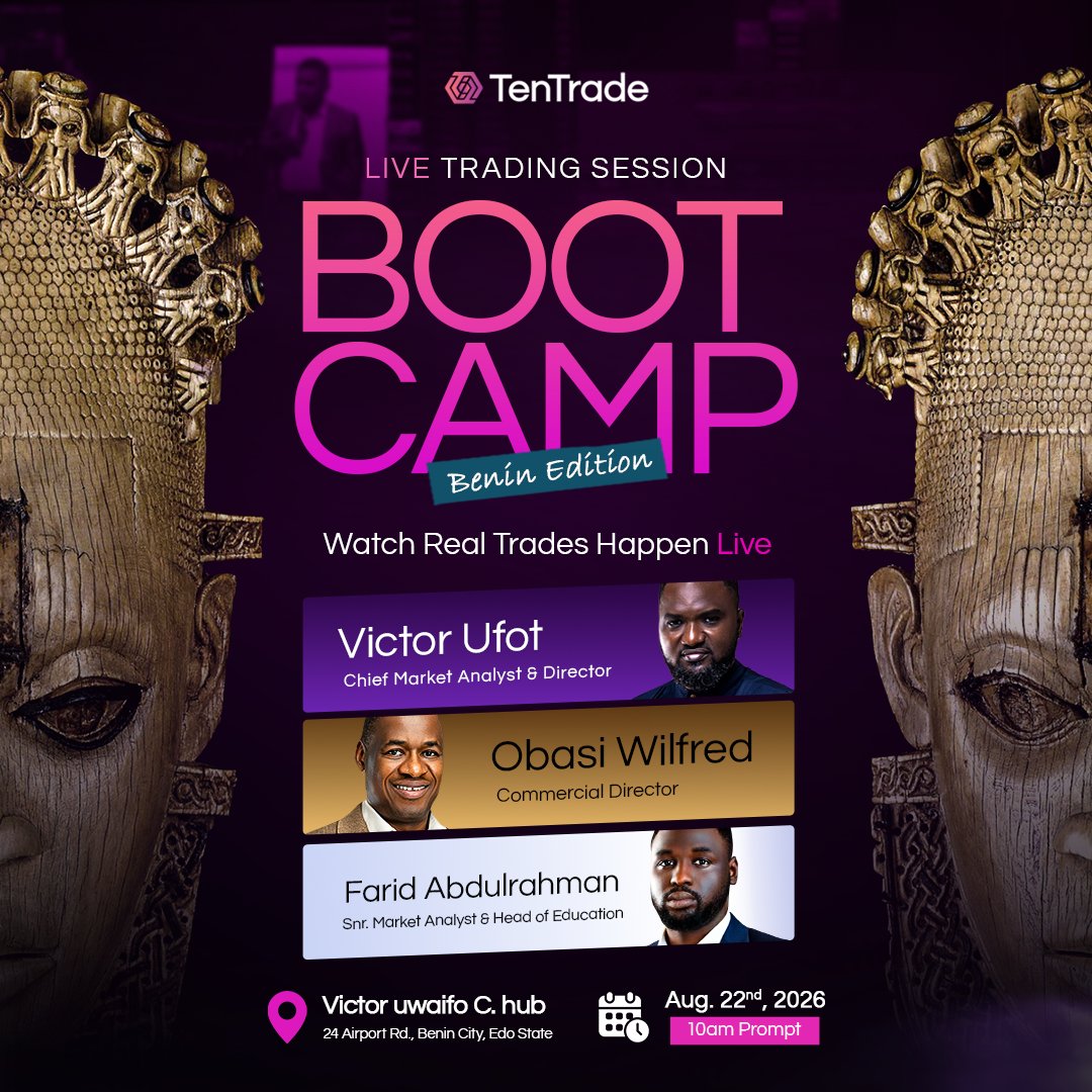 Tentradeafrica's tweet photo. Benin City, Are You Ready? TenTrade is coming to your City

Watch Real Trades Happen Live

Join the TenTrade Live Trading Bootcamp and watch experienced market analysts analyze the markets and execute trades in real time.

Register today