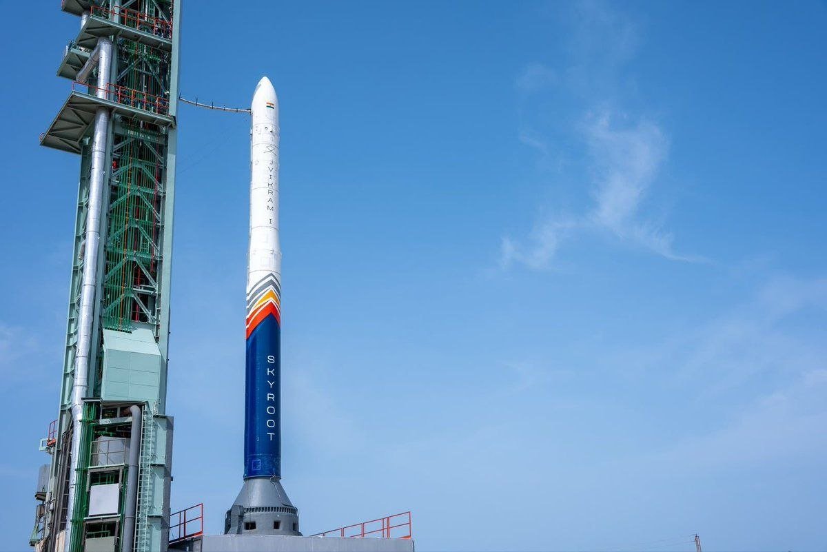 Goreunit's tweet photo. Skyroot Aerospace has successfully launched Vikram-1 into orbit around Earth on their maiden launch attempt! 🇮🇳🚀
Mission Aagaman is Accomplished. History created!
Congrats to Skyroot Aerospace and ISRO.

India becomes 3rd country after the US and China to achieve private orbital launch capability with the historic lift-off of the Vikram-1 rocket.