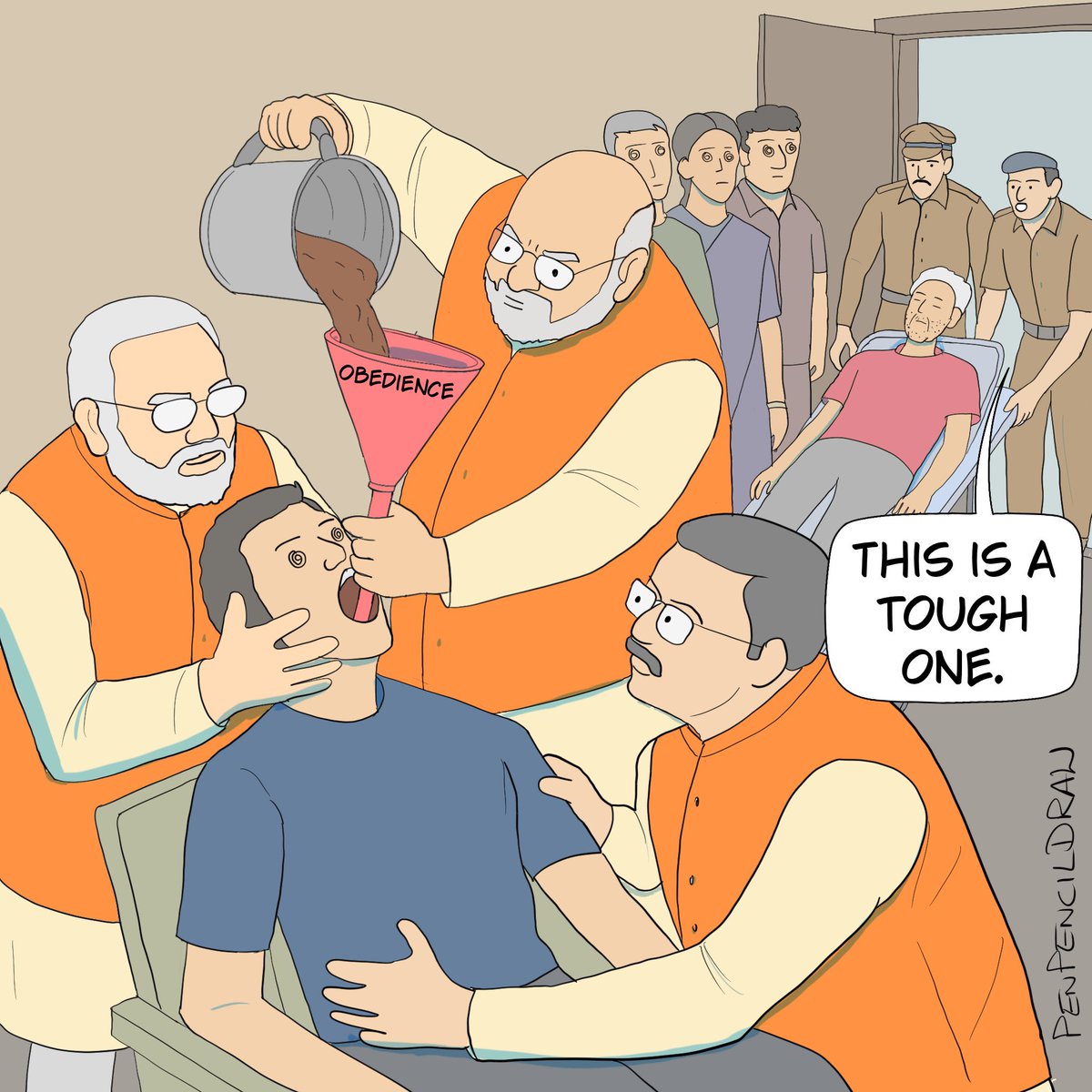 penpencildraw's tweet photo. Force-feeding. #SonamWangchuk https://t.co/Cd7ILi3ZQW