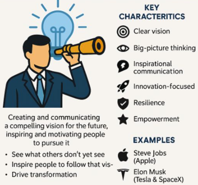 cvacumar's tweet photo. Visionary Leadership is a leadership style where a leader creates and communicates a compelling picture of the future, inspires people to believe in that future, and motivates them to work toward making it a reality. 
#Innovation #Empowerment #ownership #leadership #Vision https://t.co/11cn5EVzXd