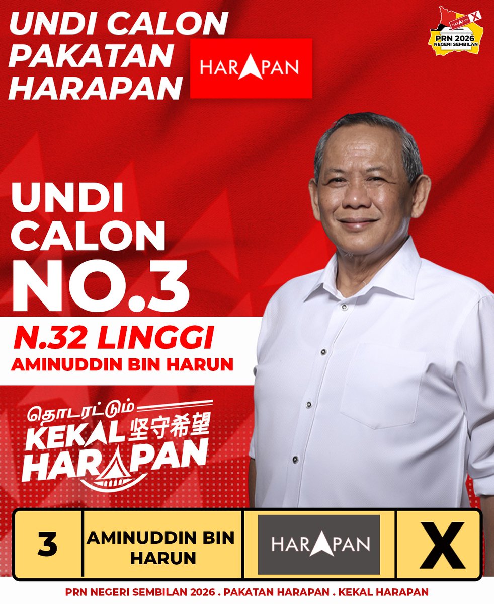dsaminuddin's tweet photo. Bismillahirrahmanirrahim

Dengan penuh rasa syukur ke hadrat Allah SWT, saya mengumumkan bahawa saya telah disahkan sebagai Calon Nombor 3 bagi N.32 Linggi mewakili Pakatan Harapan. https://t.co/bHXXEYhyOg