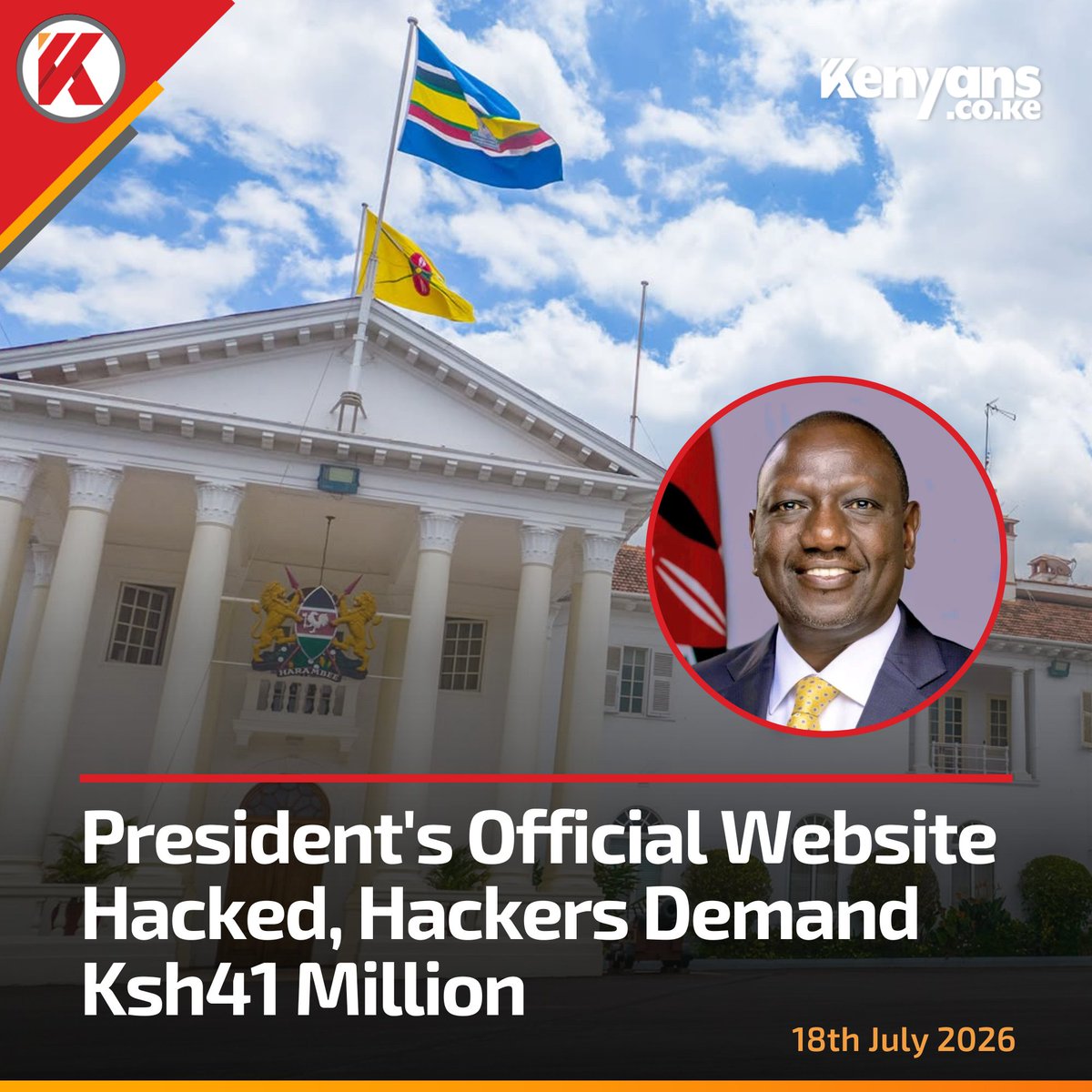Kenyans's tweet photo. President's official website hacked, hackers demand Ksh41 million https://t.co/ZhLFWNdlVL