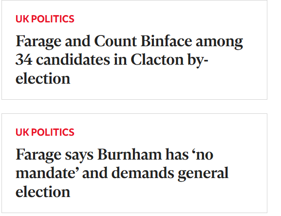 dave43law's tweet photo. So Farage decides a Party with over 150 majority has no mandate to change Leader (despite the UK not running a Presidential style electoral system)

At the same time he fights for his political life against a BIN 🤣

You can't make it up https://t.co/l0HoicRRpC