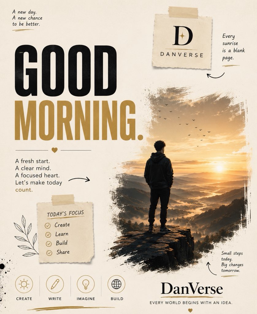 danverse100's tweet photo. Good morning guys 
Happy weekend 
And don’t forget to touch grass 
Keep grinding 
Don’t stop till you’re there
Create,write,imagine and build have a nice one ahead https://t.co/hOIisTref5