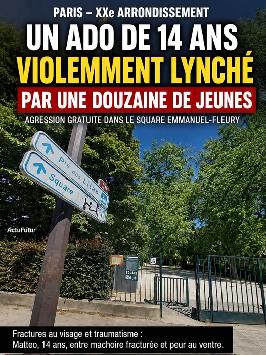 PhilsudOuest's tweet photo. Une enquête est en cours. À ce stade, aucune interpellation n'a été annoncée publiquement.
#Paris #FaitsDivers #Agression #Violences #Insécurité #Justice #Adolescent #Actualité https://t.co/Ji4aUH6Bm1