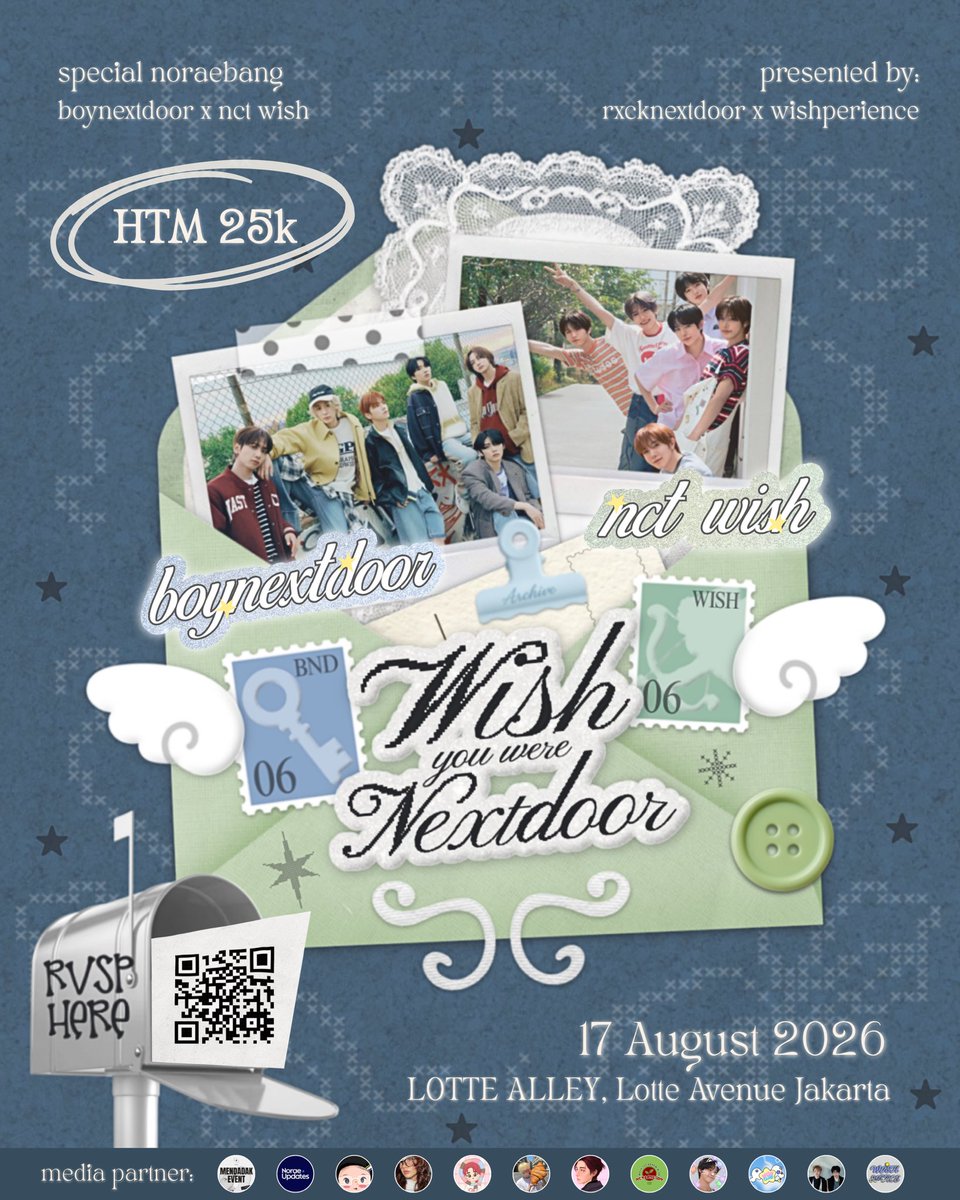 loafssooya's tweet photo. [MEDPAR]
We sing for love! With our friends nextdoor 🏠🪽

@rxcknextdoor &amp; @wishperience are hosting a noraebang party!

📍 Lotte Alley
📅 August 17, 2026
🕐 13.00 - End
🎟️ 25K

RSVP opens @ July 18th, 7 PM
🔗 https://t.co/jiouUP37L6

#WishYouWereNextdoor #BOYNEXTDOOR #NCTWISH https://t.co/wOREdW5RsZ
