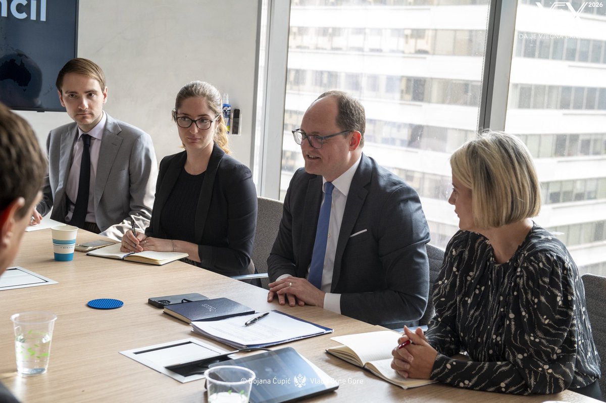 MFA_MNE's tweet photo. 📍Washington, D.C.

DPM & FM Ibrahimović met with Jörn Fleck @JornFleck, Senior Director of the Europe Center at the @AtlanticCouncil @ACEurope

➡️ They exchanged views on security challenges in the Western Balkans and Europe, reaffirmed the importance of the Montenegro - U.S. strategic partnership within @NATO, and discussed Montenegro's EU accession path. 
🎯 The Atlantic Council expressed its readiness to continue advocating for Montenegro's European future.