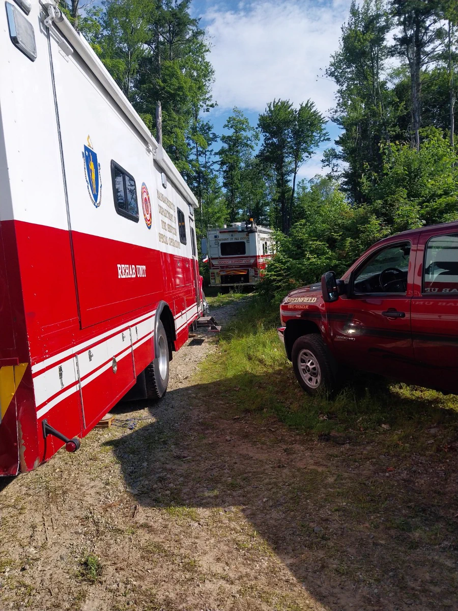 Fire apparatus in a wooded area