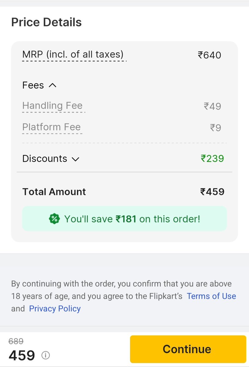 bmd0002's tweet photo. Wth is this @Flipkart @flipkartsupport handling fee?? For what?? https://t.co/BuhWiyz7vt