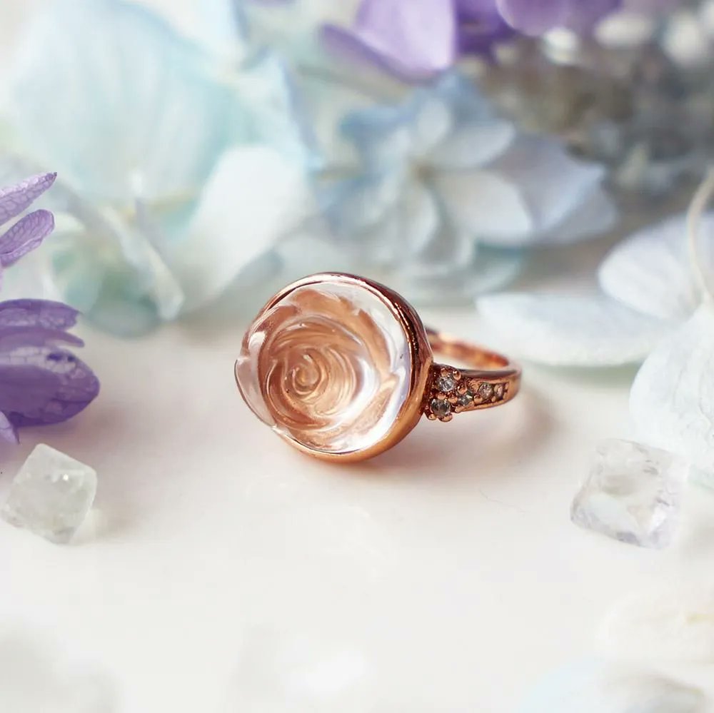 極小薔薇❁⃘*.゜水晶リング