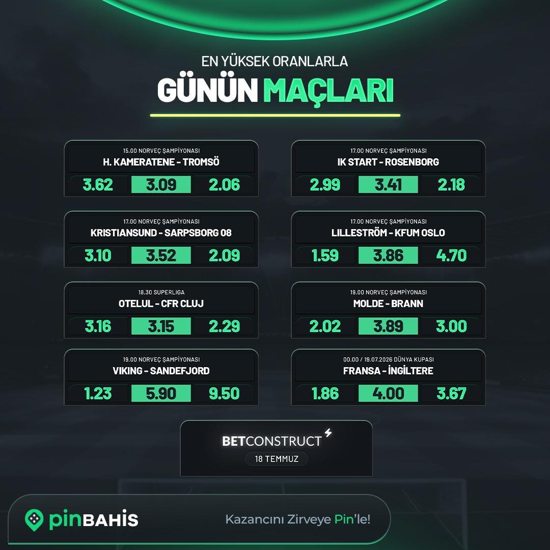pinofficials's tweet photo. 📈  BU AKŞAM DA PİNBAHİS'İN ORANLARI ZİRVEDE!

💸 En yüksek oranlarla büyük kazanç fırsatlarını yakalamak için hemen bahsini yap! https://t.co/S9luStgsZv

🗓 18.07.2026

✅ Havale yöntemiyle yatırımlarda alt limit şimdi 500 TL https://t.co/7YHj9nysQM