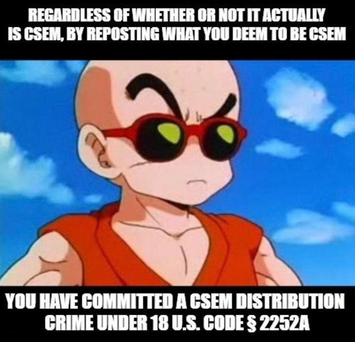 memethief90's tweet photo. >believes lolicon is csam
>searched up what he believed to be csem/csam (illegal)
>Saved what he believes is csem/csam (illegal)
>Redistributes it on here, for all to see (illegal)
Antis ain't beating the allegations https://t.co/yQ3zCjQ20D