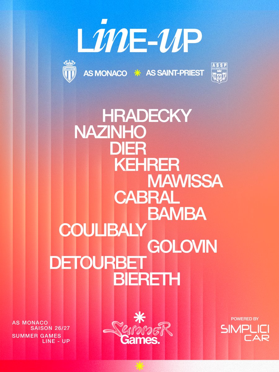 AS_Monaco's tweet photo. 🗒️ Les 11 Monégasques qui débuteront face à l'AS Saint-Priest ⤵️ https://t.co/w3QVo45E49