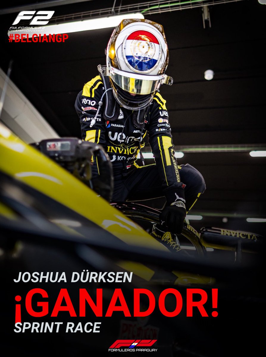 formuleros_py's tweet photo. ¡¡¡POOOOR FIN!!!

¡Nuestro mita’i volvió a lo alto!
Joshua Dürksen se queda con la sprint race de Bélgica y regresa a la victoria en la categoría.

¡VAMOOOS!

#F2 #BelgianGP https://t.co/bxsGzUMzpU