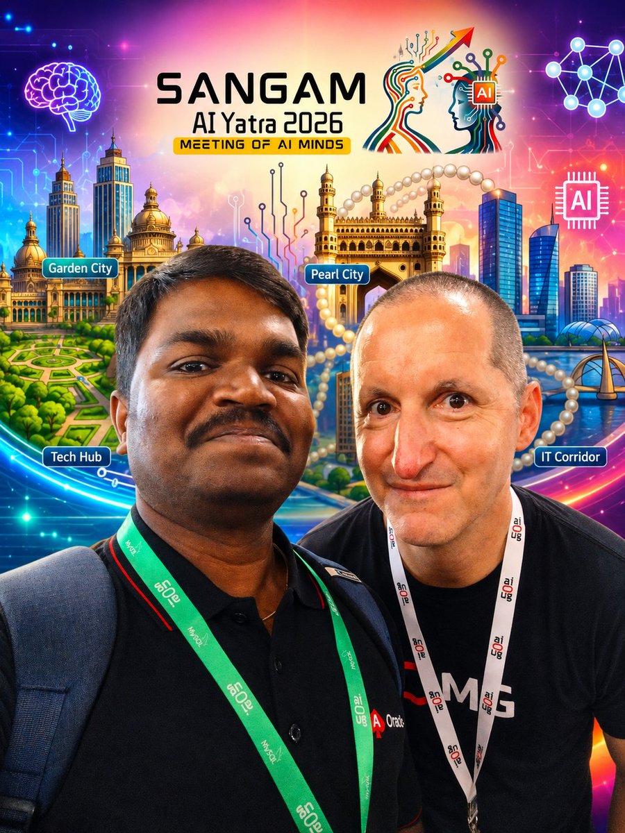 apexparthiban's tweet photo. #Oracle #OracleAPEX #OracleDatabase #Bangalore #AI #GenAI #ArtificialIntelligence #AIOUG #orcl #Sangam26 #OracleACE #INOAUG #Cloud #OracleCloud #TechCommunity #DeveloperCommunity #Innovation #DigitalTransformation #MachineLearning
#AIYatra2026
@connor_mc_d https://t.co/8c0zueWEG0
