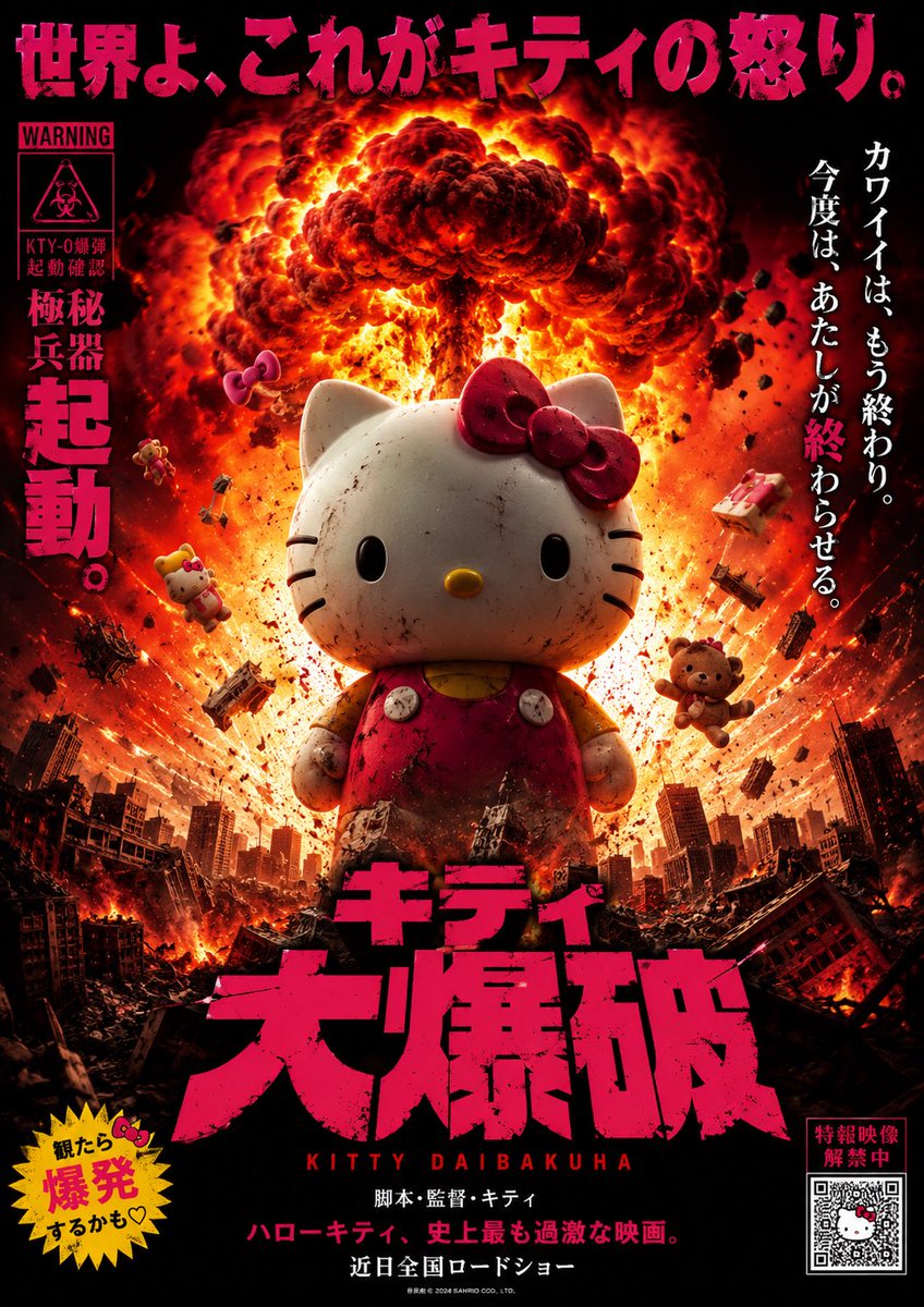 loud3loud's tweet photo. 世界よ、これがキティの怒り。☢️
#キティ大爆破 #AIアート #HelloKitty https://t.co/DNqYIELLa9