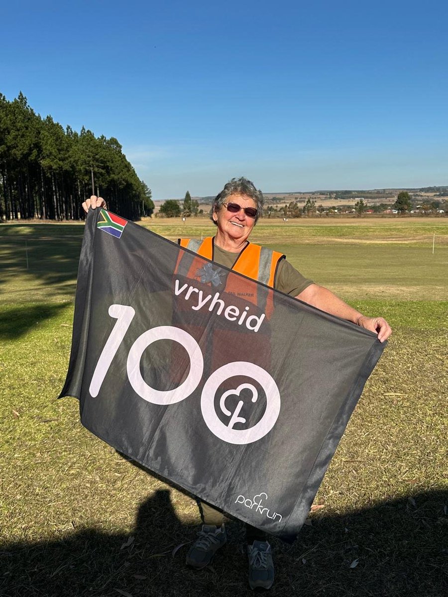Sam2chat's tweet photo. Volunteer milestone 100 for Hannie today at #vryheidparkrun #parkrunsa #loveparkrun #parkrunmilestones https://t.co/eSbTuLNB0E