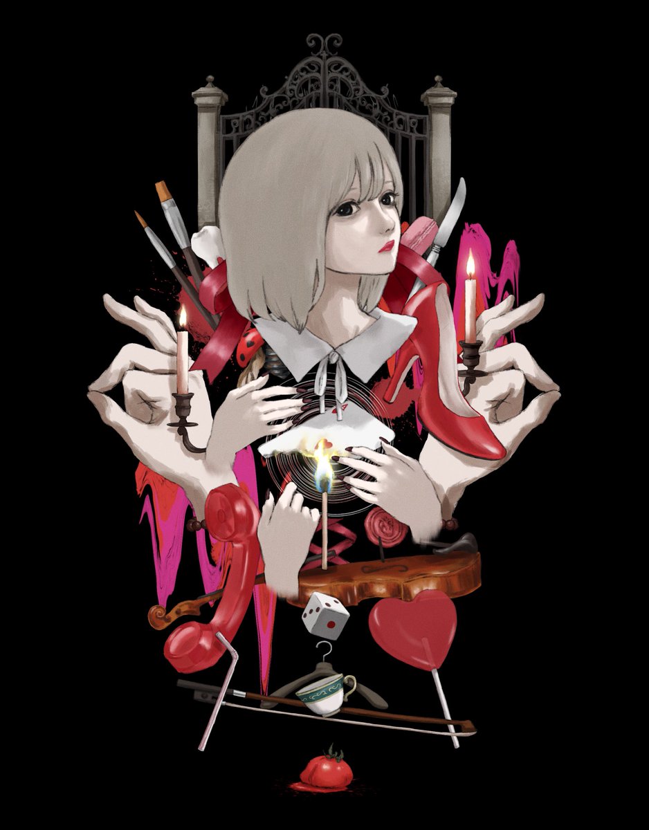 tomoe_haguruma's tweet photo. ドロっとした可愛さと、小気味良く混濁する構成美を描くのが好きです🍭
よろしくお願いします！

(特に意識せず選んだこの4枚全部右下に飴が描いてあり僕の癖が発覚)

#夏の創作クラスタフォロー祭り 
#三連休はフォロワーさんが増えるらしい https://t.co/HnvgN45k7L
