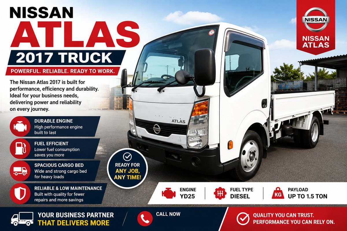 VehiclesGuyana's tweet photo. Nissan Atlas 2017 Truck – Reliable Performance for Every Business in Guyana

Product Page: https://t.co/h02RZzOqSO

WhatsApp: https://t.co/TZO8mOcNql
Vehicles: https://t.co/jRZ6ogxyED

#vehicles #GUYANA #Tanzania #Jamaica https://t.co/JZQfqD15Zp