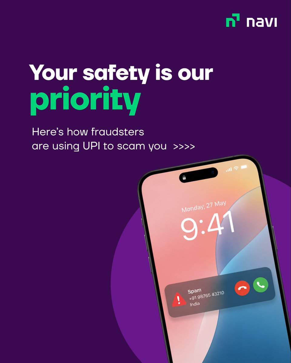 navifinance's tweet photo. Most UPI frauds don't start with your UPI PIN. They start with a link, a fake app, or someone pretending to be a trusted person.

Think you've been a victim of UPI fraud? Report it using this link: https://t.co/EP4zciH11j
The sooner you report it, the faster we can help.

#UPISafety #CyberSafety #DigitalPayments #StaySafe #UPI #Fraud