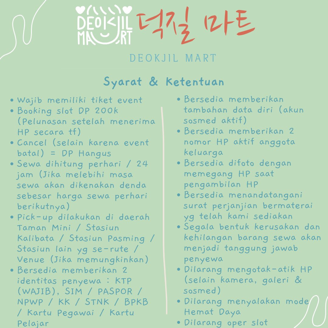 deokjilmarche's tweet photo. Open Rent S25U &amp; S26U

WTR S25U &amp; S26U | Sewa S25Ultra &amp; S26Ultra u/Konser, Fansign, Fancon, Fanmeeting

2️⃣5️⃣
BOYNEXTDOOR❌️
BTS❌️
ENHYPEN❌️
2️⃣6️⃣
PHUWIN❌️
F1 SG❌️
BTS❌️
ENHYPEN❌️

✨️Special fee event LN &amp; lebih dr 1 hari✨️ https://t.co/P6Qwkanx7u
