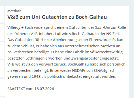 UK136S's tweet photo. Villeroy + Boch widerspricht einem Gutachten der Saar-Uni zur Rolle des früheren V+B-Inhabers Luitwin v.Boch-Galhau in der NS-Zeit | #NSZeit #VundB #UniGutachten https://t.co/ApfRiqu92D