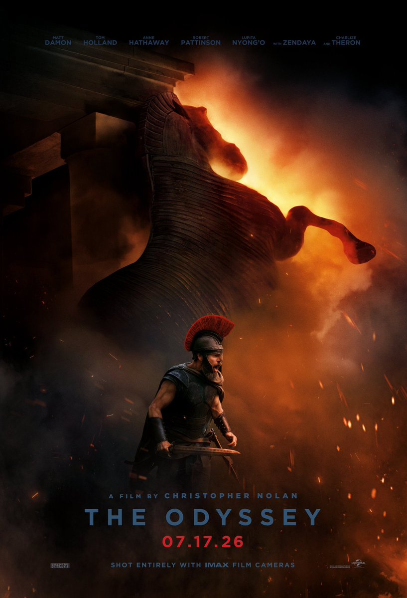 alebmb99's tweet photo. La Odisea (Christopher Nolan, 2026).

Tremendamente épica, con espacio para la reflexión, un apartado técnico brillante y un diseño de producción gigantesco. El elenco está equilibrado y la BSO de Göransson se inserta en el cerebro. El tercer acto la eleva a obra maestra.

10/10 https://t.co/k17GDLvYk9