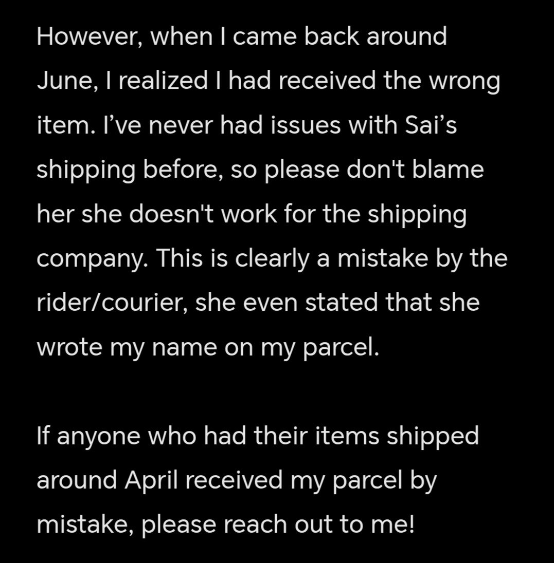 chaccokets_'s tweet photo. Hello everyone! Asking for help.
Mima @saisaibudolz shipped my items through J&amp;T around April. Since I was out of the country at the time, I wasn't able to check if the items I received were correct. - continuation sa 3rd pic. https://t.co/0D05akW0nn