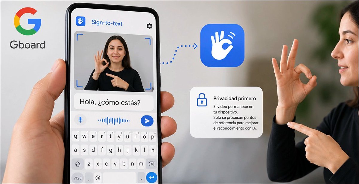 htcmania's tweet photo. Google trabaja en una nueva función para Gboard que podría convertir el lenguaje de signos en texto utilizando inteligencia artificial. Una interesante apuesta por mejorar la accesibilidad en Android. https://t.co/AQH9KMrXcP https://t.co/c2MP4mmDjH