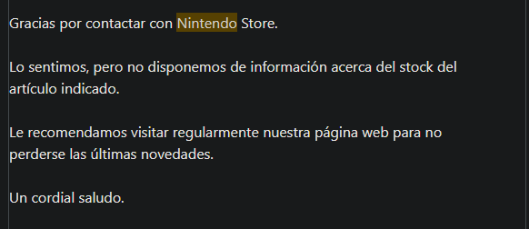 erpala30's tweet photo. @DarrowDeLico @NintendoES Le pregunté a soporte de nintendo store y esta es la respuesta que me dieron :/ https://t.co/VikhcvwVPV