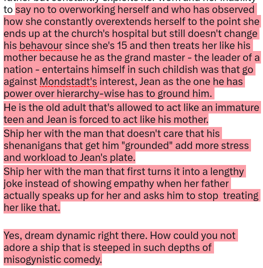 Lionfang_Knight's tweet photo. @DholeWhipp He is literally as old as Jean's dad. 😭😭😭😭😭
This info is also not hidden. It's in his character stories.

This ship is so degrading and misogynistic on all levels. Yes sure, ship Jean with the man who could be her father but constantly exploits her work and her inability to https://t.co/77T4G2655f