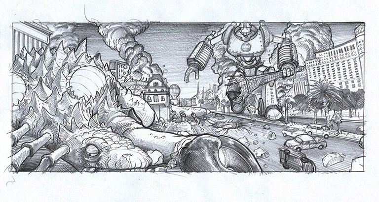 JuroHiromu's tweet photo. Scrapped Disney movie project about giants robot fighting kaiju direct by Mike Doughtery name 'Calling All Robots' in 2008 https://t.co/yjRBU6YMnh