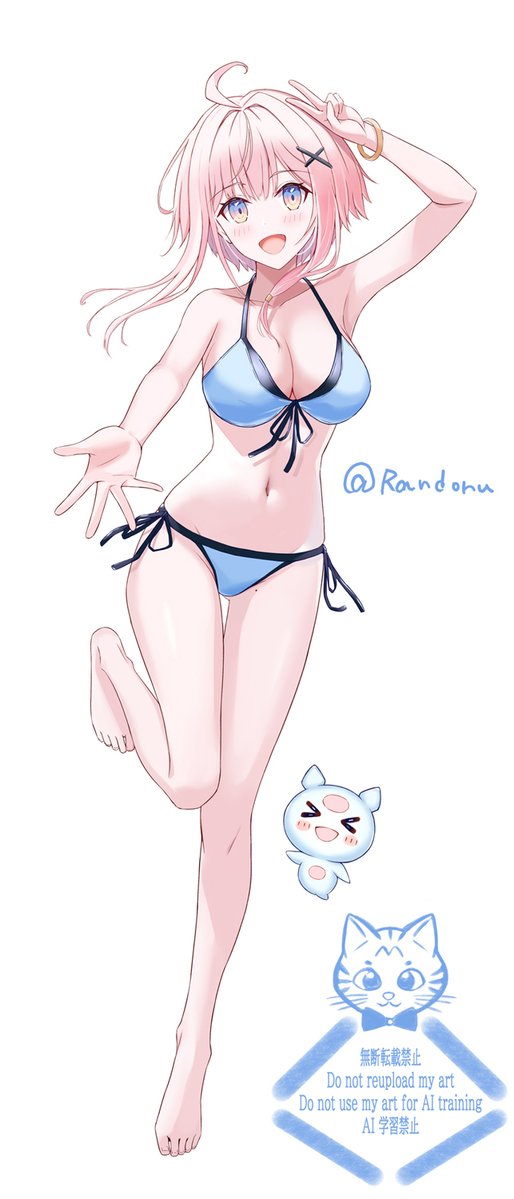 Randoruru's tweet photo. 夏はやっぱり水着だよね！
ゅぇちゃん描きました☀️🍧🍹
 #ゅぇかき https://t.co/QopeTbfp5M